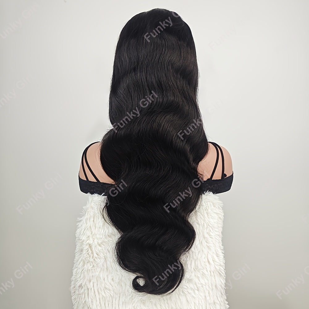/4x4 Transparent Lace Front Wig - 150% Density Body Wave Natural Black Human-Like Hair, Breathable Lace Closure with African /White/Asian/Indian Women, Heat Resistant & Easy Wear (No Glue)
