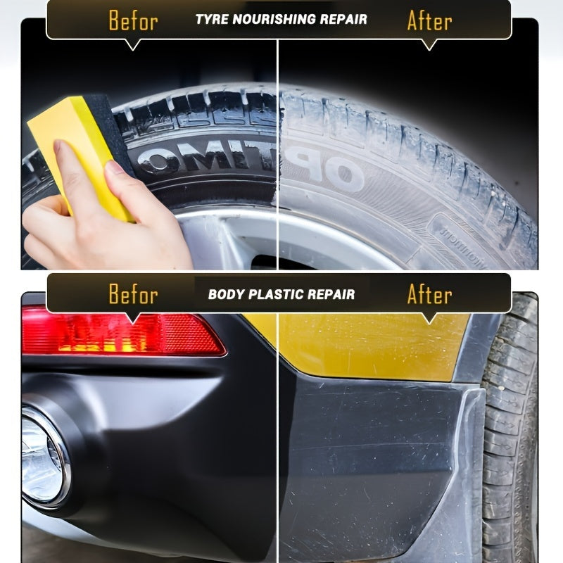Premium Car Tire Shine Wax - Durable Protection & Gloss Enhancer for Plastic Parts, Long-Lasting Maintenance Coating, Anti-aging, Tire Protection