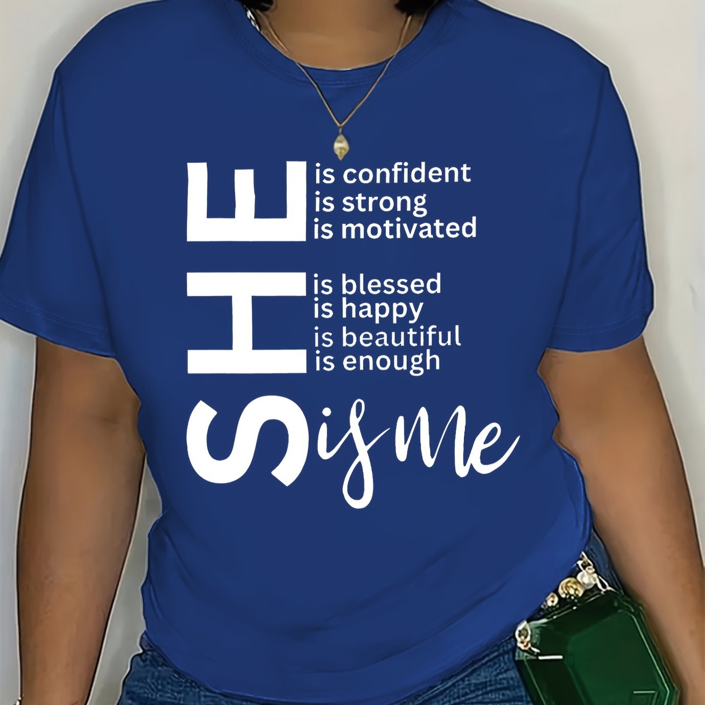 Plus Size She Is Me Print T-Shirt - Women's Casual Crew Neck Short Sleeve Tee, Plus Size Clothing with Fun Graphic Design