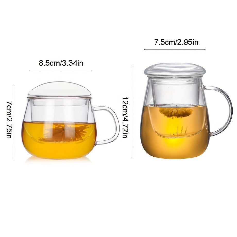 LDQ 1pc Infusion Mugs Glass Tea Cup with Infuser and Lid, High Borosilicate Glass Tea Cup for Loose Leaf Tea, Blooming Tea, Tea Bag Perfect for Christmas, Halloween, Thanksgiving, Tea Mug, Lidded Tea Mug, Stylish Infuser Mug,