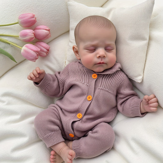 [Lifelike Vinyl Baby Doll] Lifelike 19-inch Vinyl Baby Doll, Soft Fabric Body, Sleeping Eyes, Detailed Hair, Realistic Baby Features, Comes with Pacifier And Bottle, Great for Birthday Or Christmas Gift, Cute And Collectible