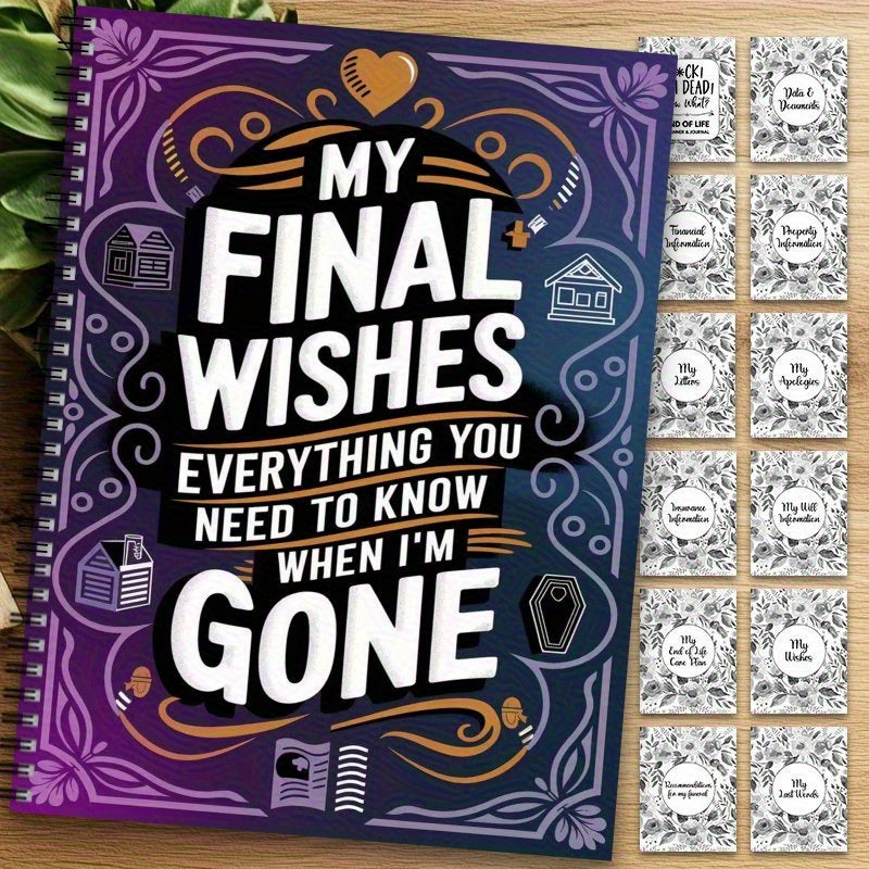 My Last Wish: Everything You Need to Know When I'm Gone - Spiral Bound Lifetime Planner & Will Organizer, Purple & Golden Cover with Durable Paper - Funeral Arrangements, Heir Planner, Legacy Organizer for Adults, Handbook fo