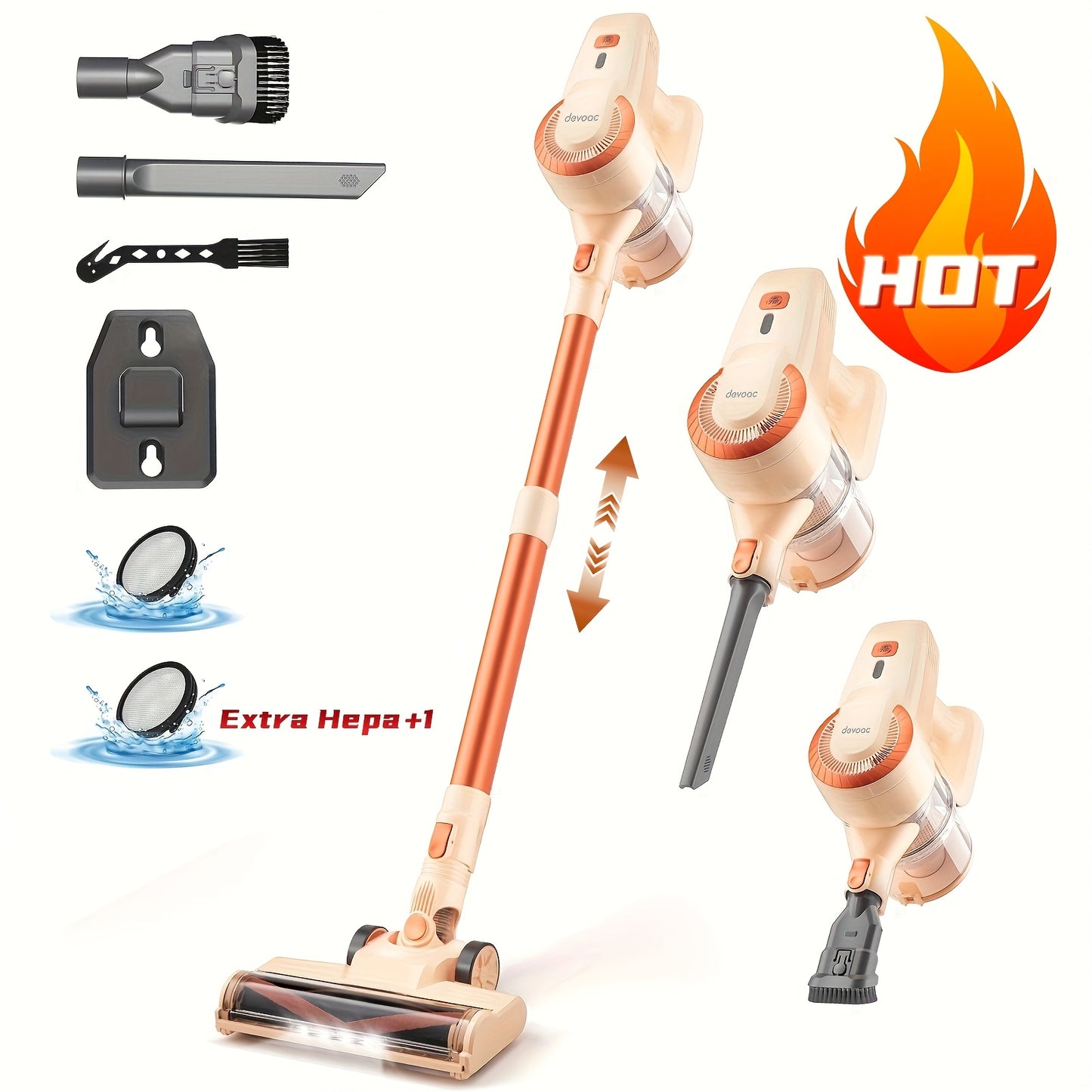 N300 Cordless Vacuum Cleaner for Home, 6-in-1 Rechargeable Powerful Lightweight Handheld Vacuum Cleaner, Running Time 45 Minutes, 48.58oz Dust Cup, Vacuum Cleaner for Home, Hardwood Floor, Carpet And Pet Hair