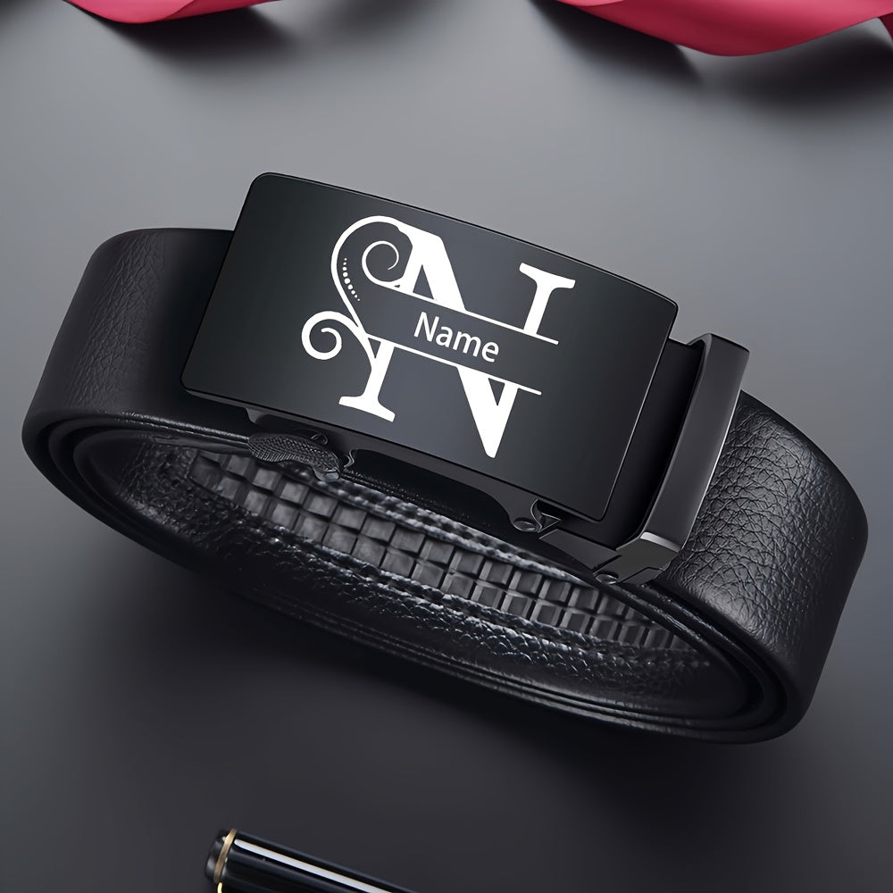 Personalized Customized Belt Engraving Text, Men'S Automatic Buckle Belt Texture Design, Customized Valentine'S Day Gifts For Boyfriends, Gifts For Fathers, Valentine'S Day Gifts, Halloween Gifts, Birthday Gift Customization,
