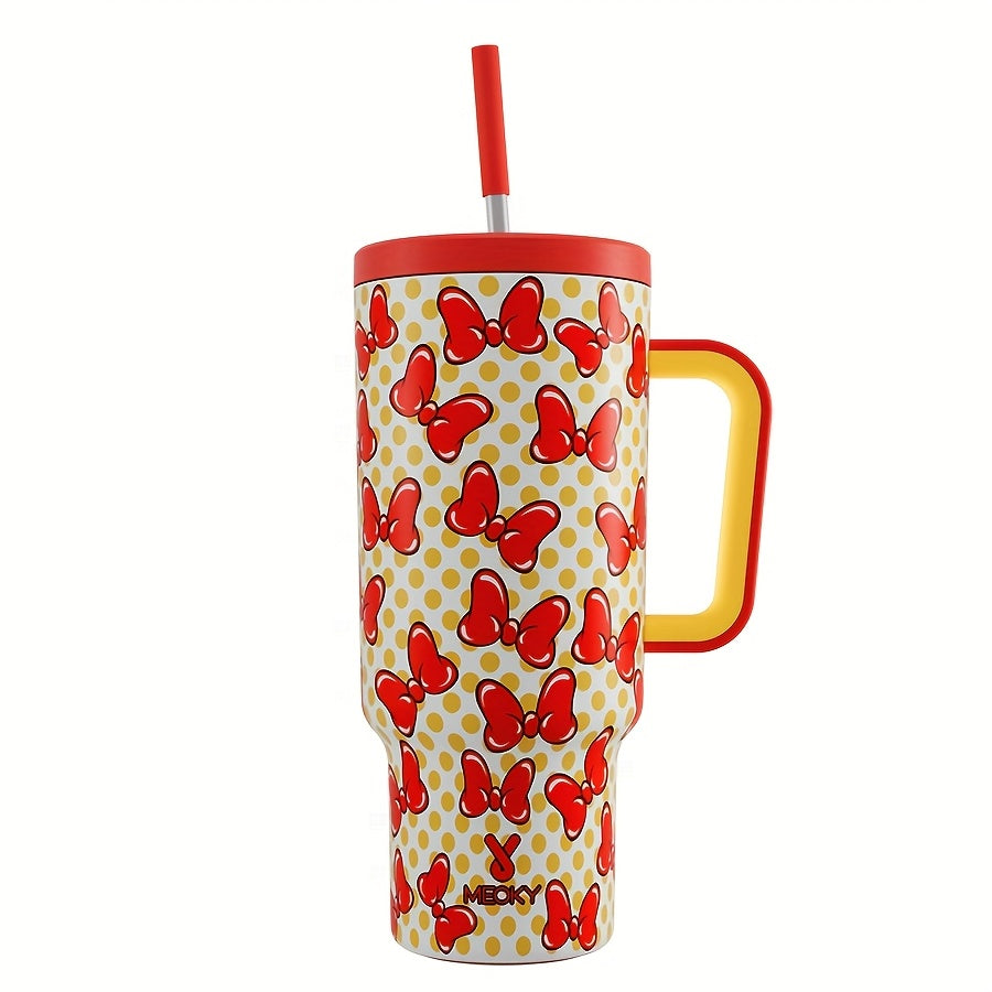 Meoky 1pc, 40oz Stainless Steel Insulated Tumbler With Lid And Straw, Keeps Cold For 24 Hours Or Hot For 10 Hours, Portable For Outdoor Camping, Hiking, Driving, And Car Travel
