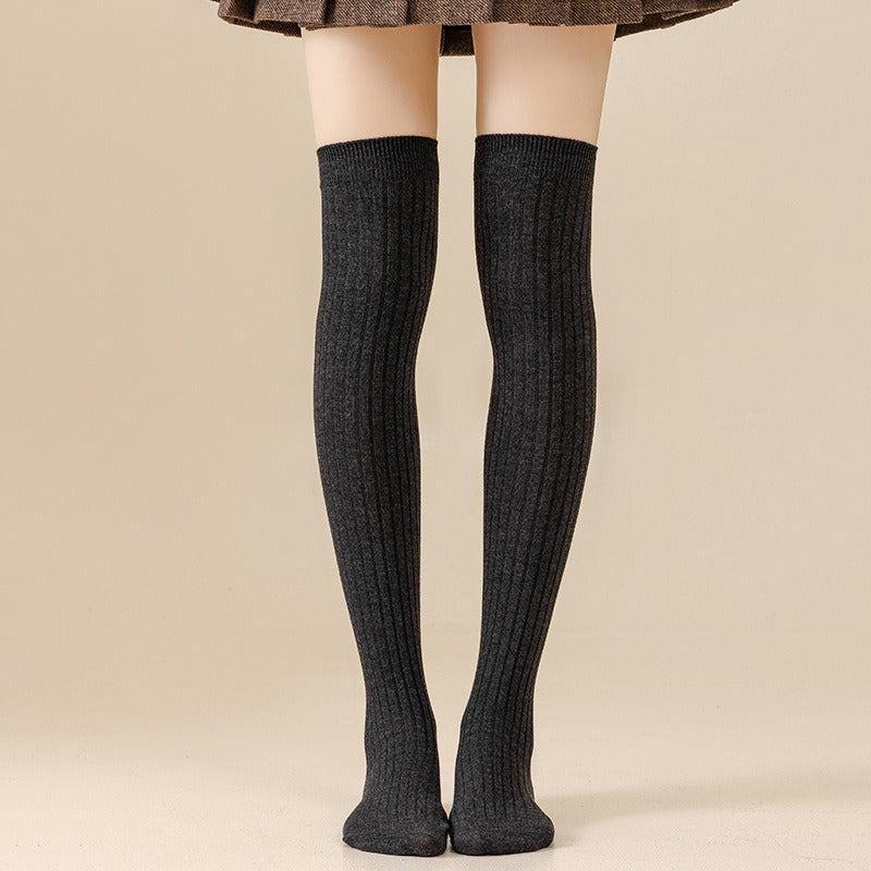 [Japanese Knee Socks] 2/4 Pairs Women'S Japanese Style Over Knee Socks - Solid Color Drawstring, Ribbed Texture, Perfect for Outdoor, Christmas, and Holiday Gifts, Festive Gift Socks | Ribbed Texture Socks | Socks, Cute Socks