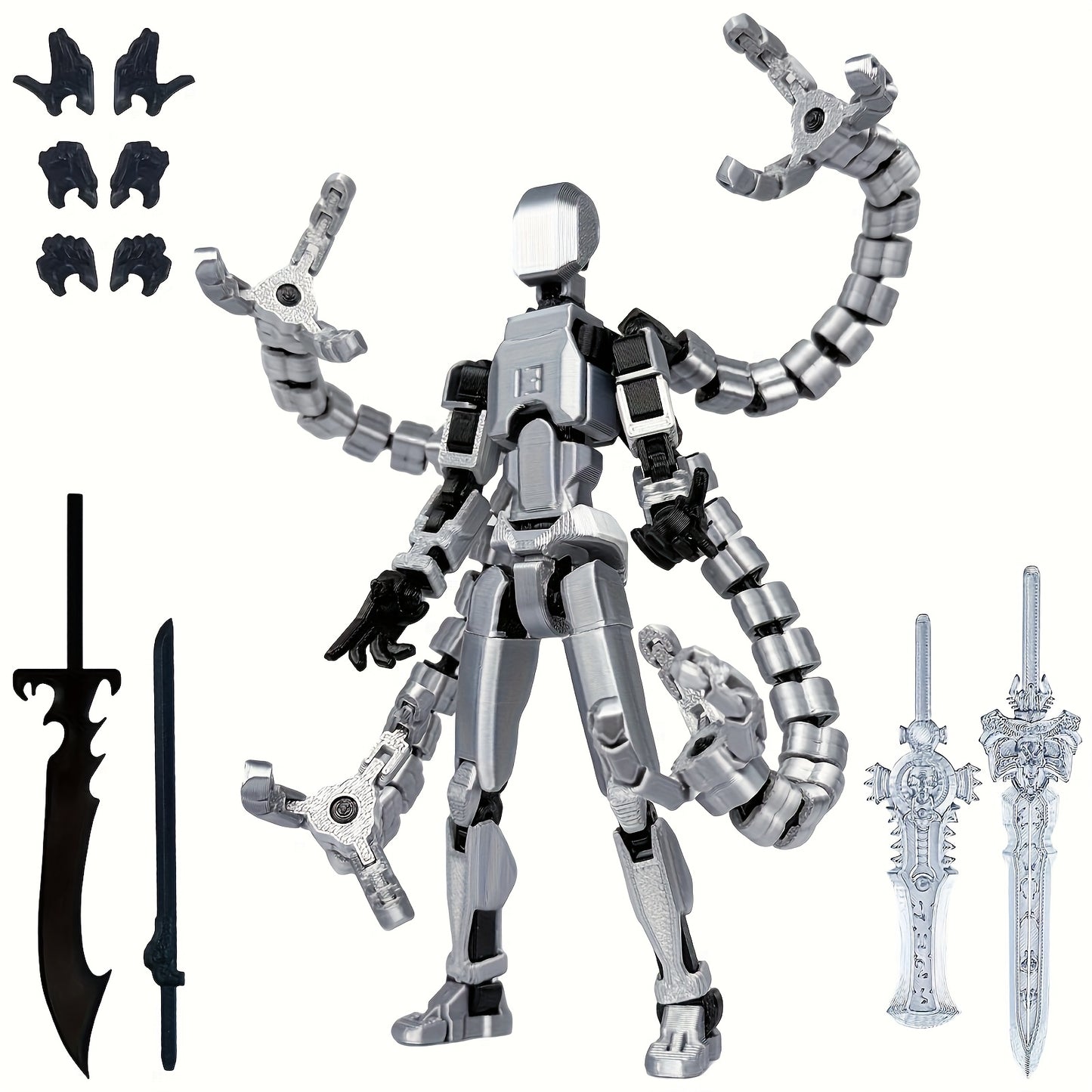 (Assembly Completed) T13 3D Printed Action Figure, Robot 13 Collectible Action Figure Articulated, for Collectors Desktop Decoration