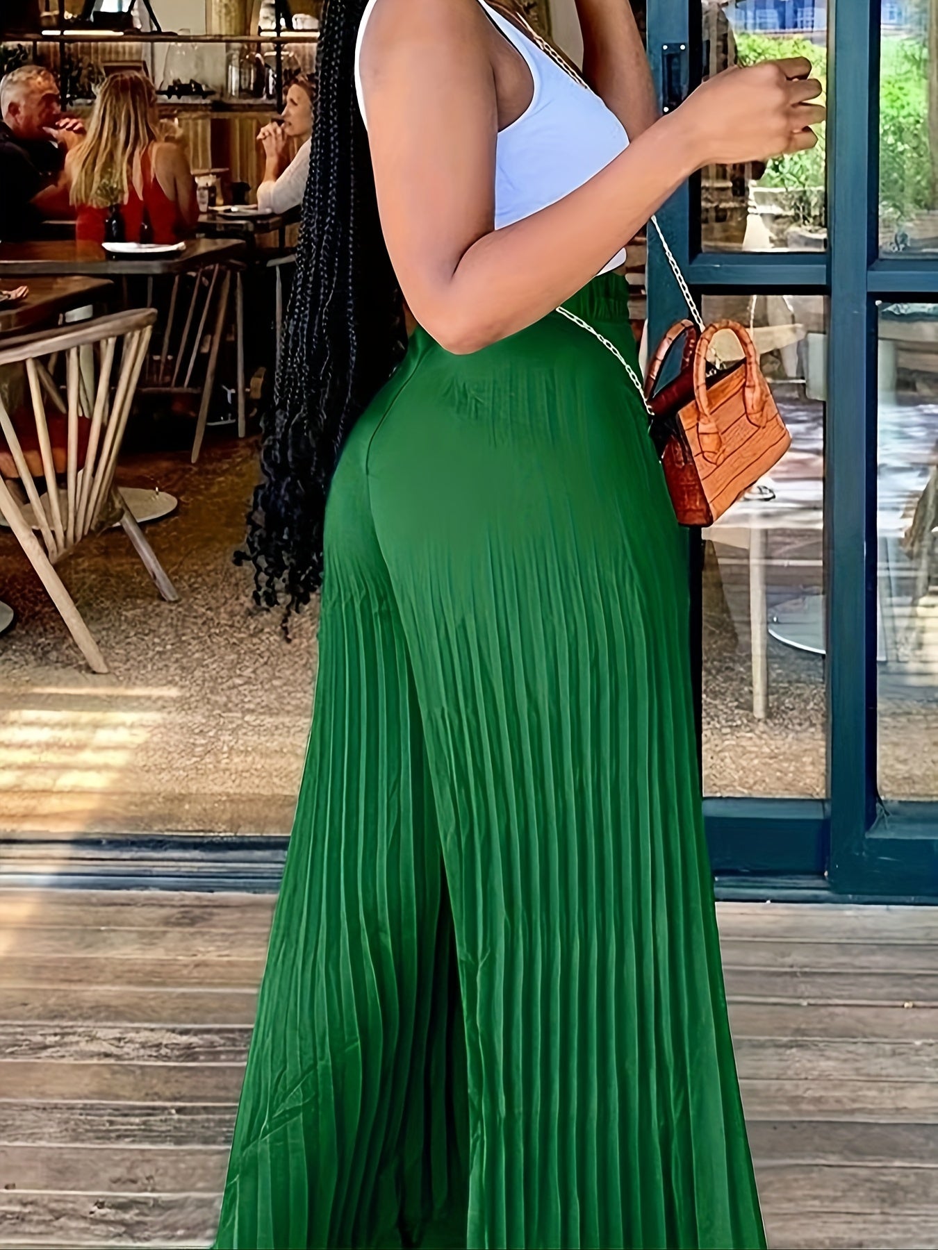 Extra-Long Wide-Leg Pleated Pants - Casual & Versatile High Waist For Daily Wear - Women's Clothing