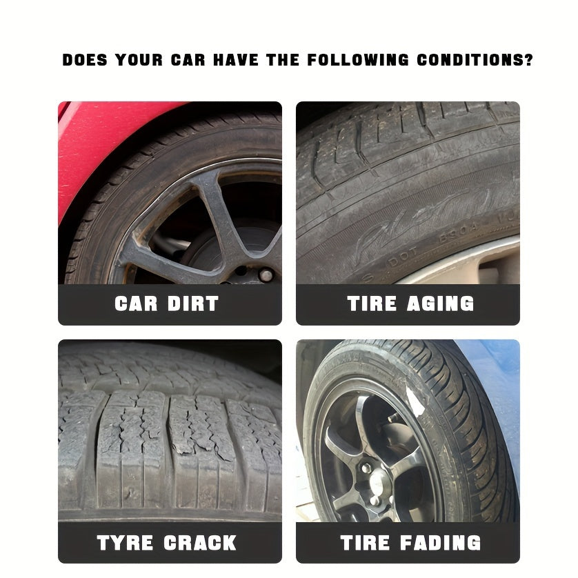Premium Car Tire Shine Wax - Durable Protection & Gloss Enhancer for Plastic Parts, Long-Lasting Maintenance Coating, Anti-aging, Tire Protection