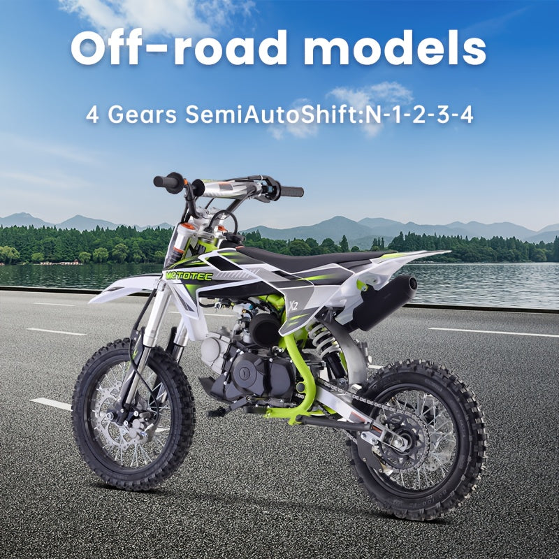 Gas Dirt Bike | 110cc 4-Stroke Engine | 6.7 HP, 8000 RPM | Carbon Steel Frame | Electric Start | SAE 10W | 74.39oz Fuel Tank | Durable Design for Off-Road Adventures, Offroad Biking | Dynamic Graphics | Rugged Tires