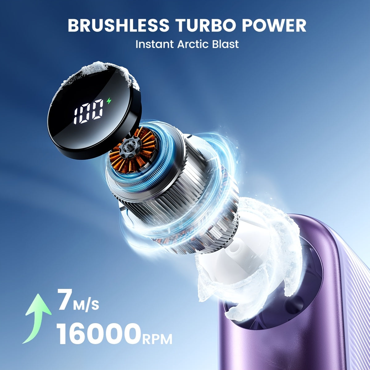Handheld Portable Turbo Fan, 16000 RPM Small Fans Portable Cooling, 4000mAh USB Rechargeable Personal Battery Operated Mini Small Pocket Fan with 1-100 Speeds for Travel, Outdoor, Vacation, Concerts