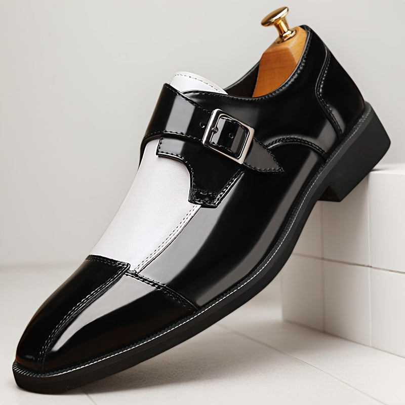 British - Style Elegant Men'S Casual Faux Leather Shoes - Classic Slip - On Dress Shoes. They Are Suitable For Weddings, Parties, And Formal Events, As Well As For Business Formal Occasions. These Are Slip - On Shoes