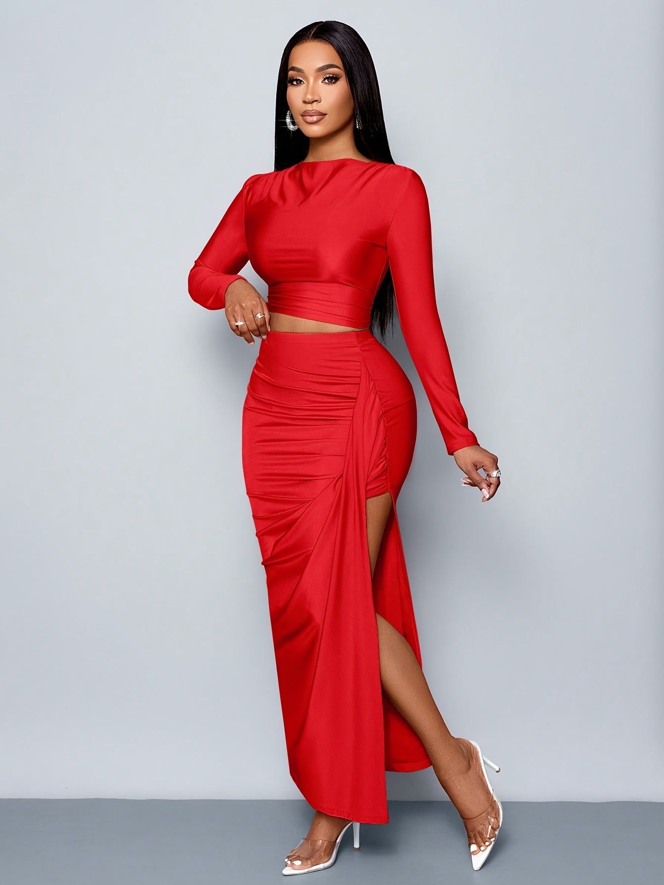 Women's Fashion Knit Midi Dress Set