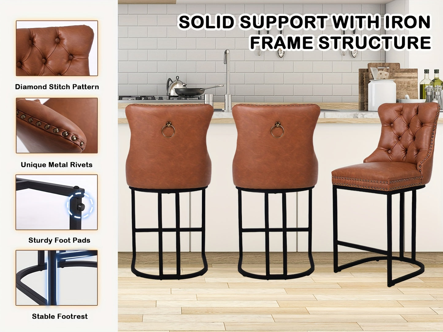 [Modern Bar Stool] 2/3/4pcs Set Modern Bar Stool - Performance Fabric Island Height for Home Kitchen