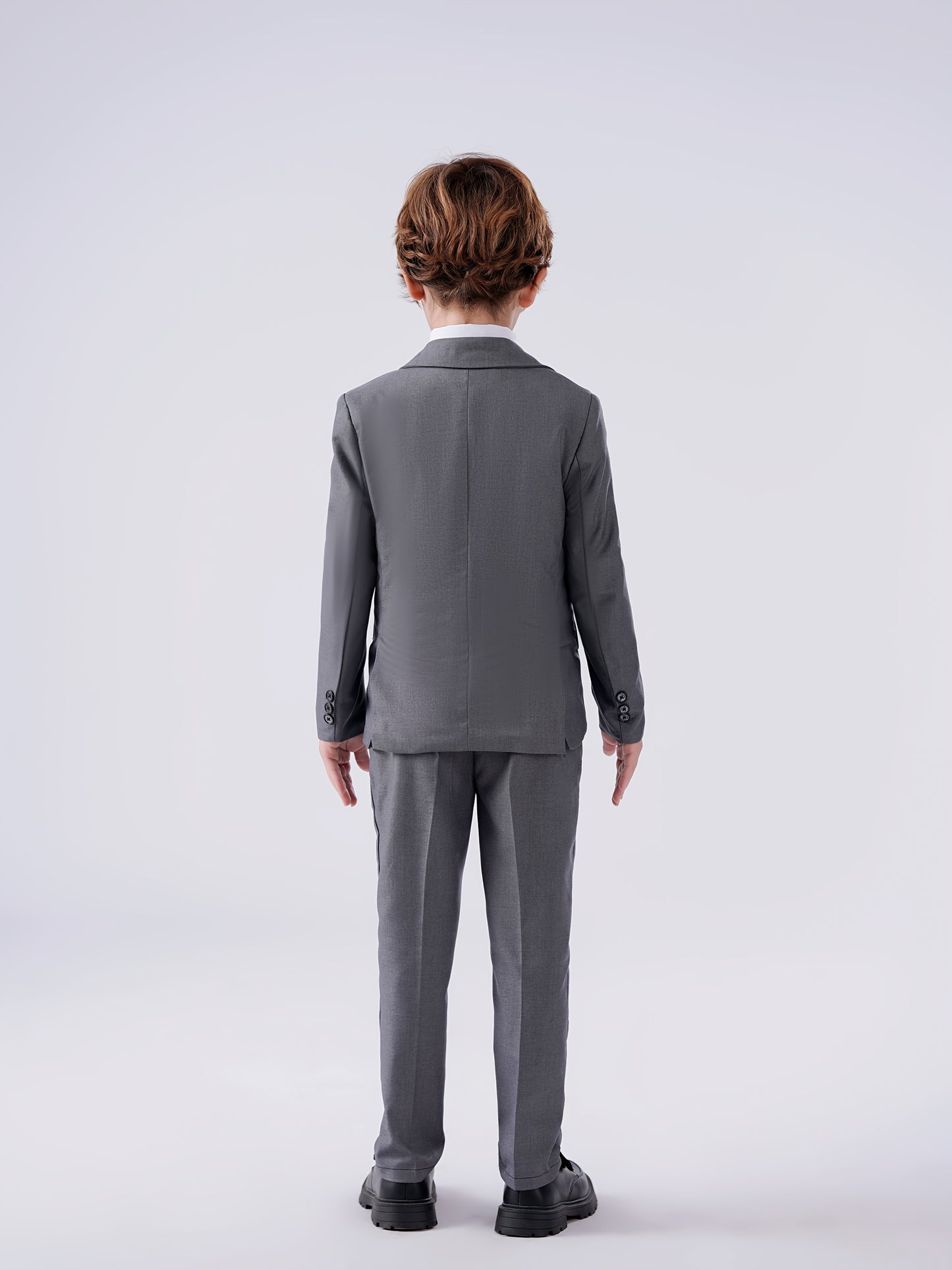 Mosedou Boys 4pcs Suit Set Blazer&Waistcoat&Pants&Tie 2-16Yrs Kids Formal Wear British Style Wedding & School Outfit Boys' Suits 4pcs Sets Teens Formal Suits for Vest&Tie Wedding Flower Boy Attire