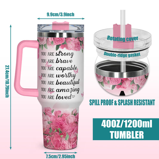 [Personalized Stainless Steel Tumbler] 1pc, 40oz Personalized Stainless Steel Tumbler with Lid - Strong Brave Capable, Insulated and Durable - Custom Name, Gift for Any Occasion