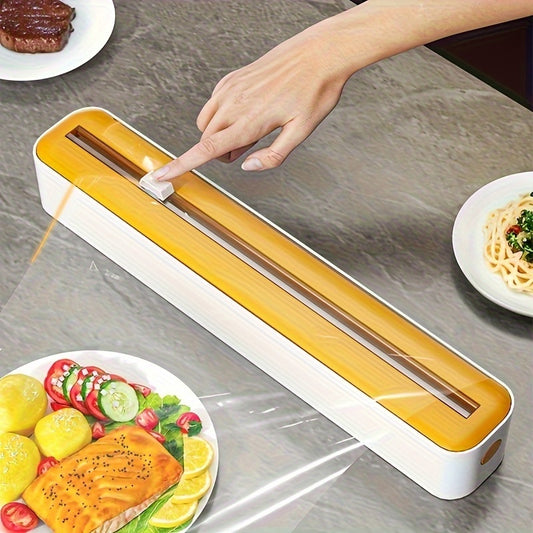 Double-Pocket Cling Film Cutter - Multi-Functional Kitchen Sealing Machine for Plastic, Aluminum Foil, Wax Paper | Reusable Packaging Tool with Simple Design, Ideal for Fresh Produce & Meal Prep, Kitchen Sealing Tool | Modern