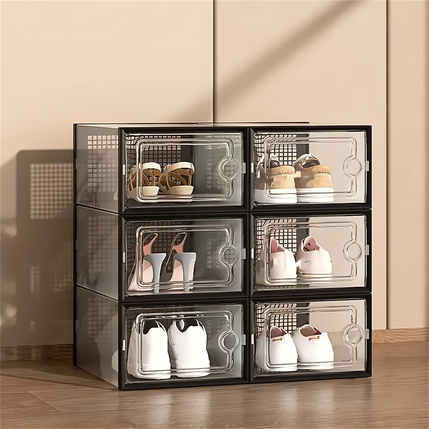 6/12/24pcs Transparent Shoe Box, Suitable For Wardrobes, Shoe Display Cabinets, Sports Shoe Storage Boxes, Male And Female Free Installation Shoe Storage Cabinets - Foldable Plastic Sports Shoe Storage Box, Christmas