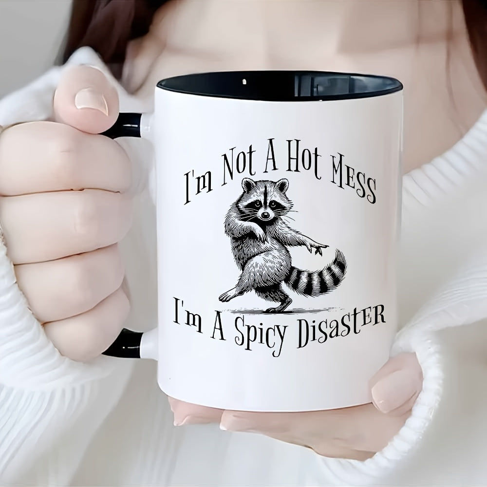 1pc 11 Ounce Ceramic Coffee Cup, Raccoon illustration with humorous text, Dishwasher Safe, Ceramic, Grandparents, Dad, The Best Mother's Day Gift for Mom, Birthday Gift