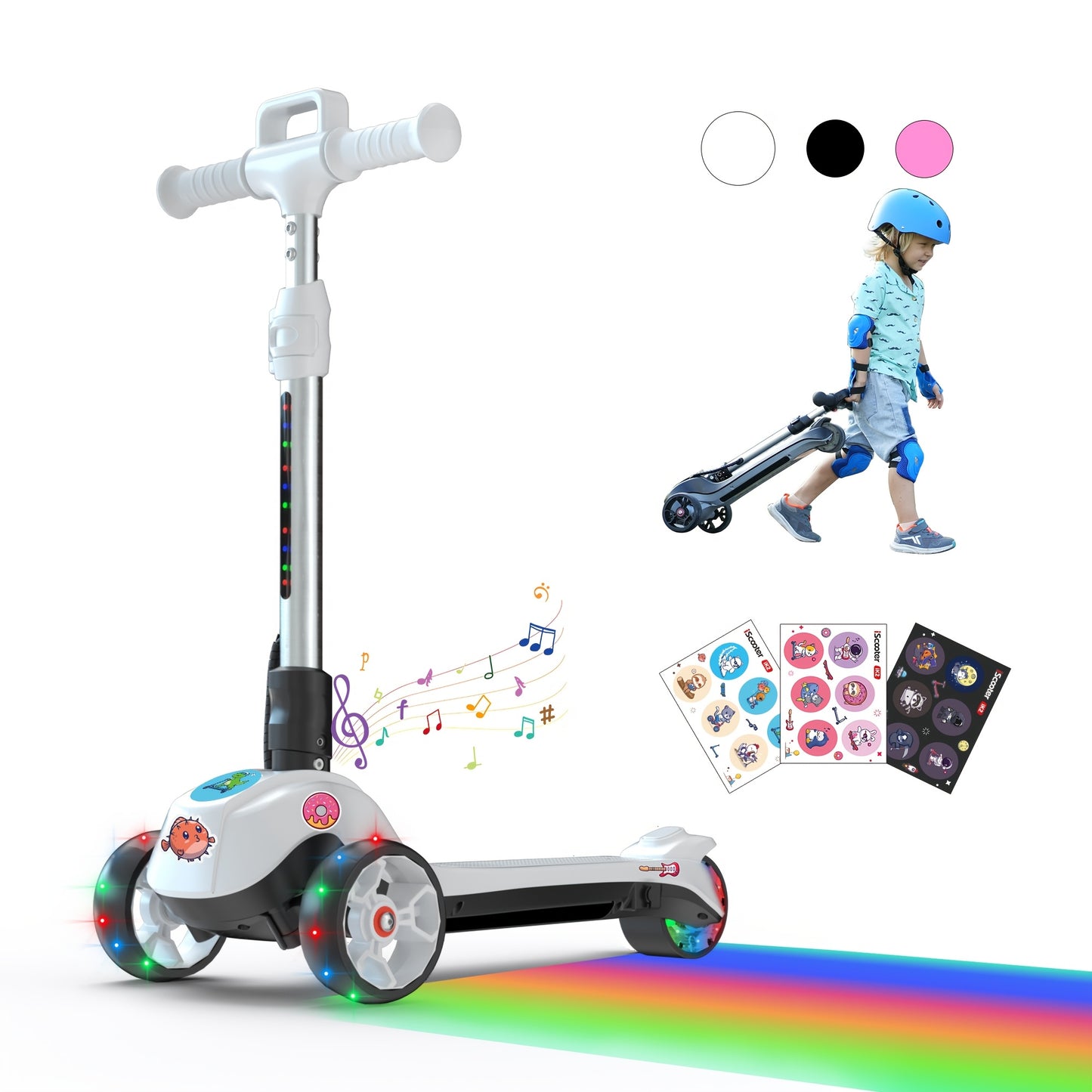 Best Seller- IK2 Electric Scooter for Youngsters 3-8, 70W Folding & 8KM/H Top E-Scooter, 30-60 Mins Ride Time, Colorful Glowing Wheels, Adjustable Height, 2025 New EScooter Gifts for Boys Girls