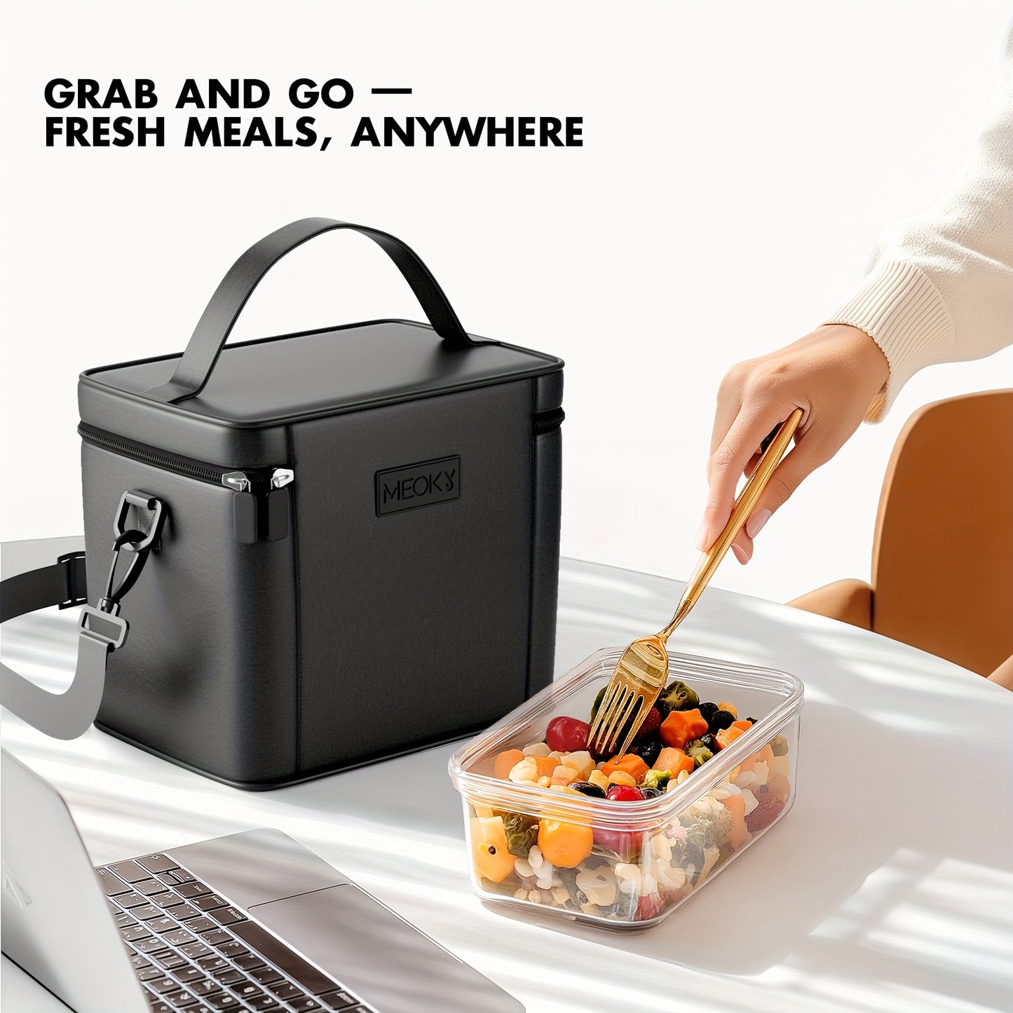 [Stylish, MEOKY Lunch Bag] Stylish, Durable Polyester, MEOKY Large Capacity Insulated Lunch Bag - Pink, Keeps Food Fresh, Hand Washable, Rectangular Design for Easy Portion Control, Perfect for Picnics, Office, or School, Lun