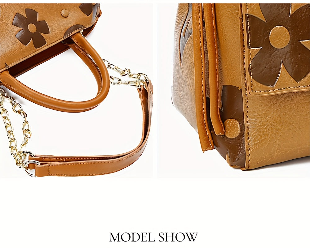 [Elegant Floral Tote Bag] IVKMIVK Women's Floral Embossed Tote Bag - Elegant Synthetic Faux Leather with Golden-Tone Hardware, Large Capacity, Perfect for Daily Commute, Office, and Travel | Floral Embossed Design | Office To