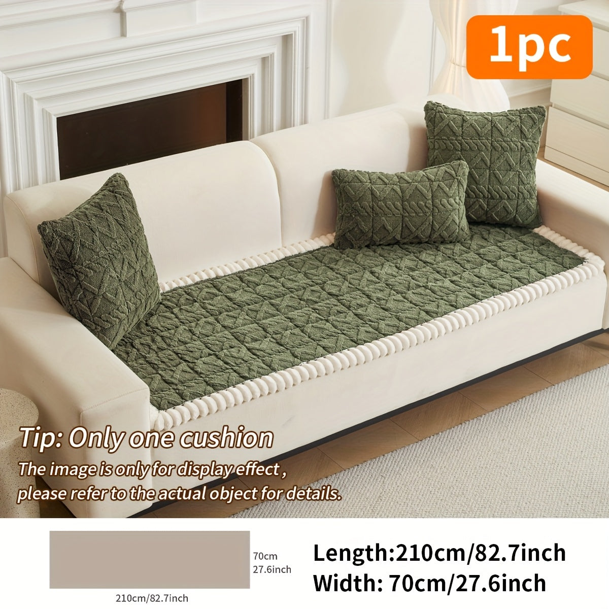 1pc Soft Quilted Sofa Cushion, Thickened Polyester Sofa Cover for Warmth in Autumn And Winter, Home Decoration Suitable for 2, 3, Or 4-Seater Sofas.