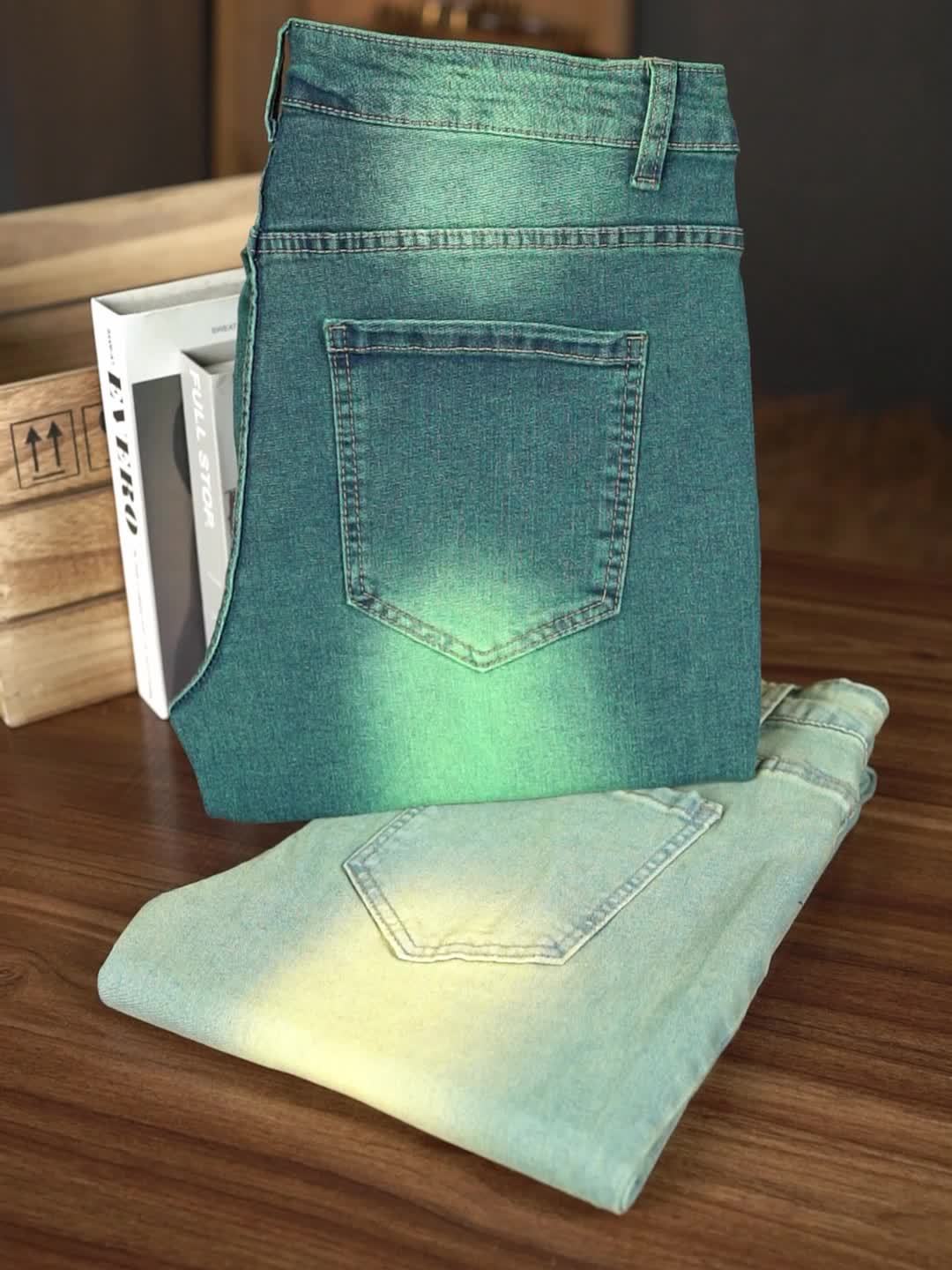 Men'S Jeans, Elastic Simple Jeans, Slim And Green Men'S Clothing, Multi-craft Men'S Pants, Suitable For All Seasons
