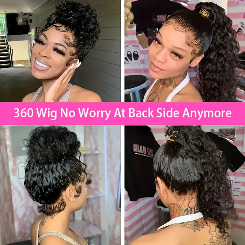 200 Density 360 Full Lace Front Human Hair Wig - 20/22/24 Inch Water Wave Curly Wig with Natural Look for Valentine's Day & Spring Festival, Unisex Design for All Ethnicities, Versatile Hair Wig | Side Part Wig | Wig Accessor