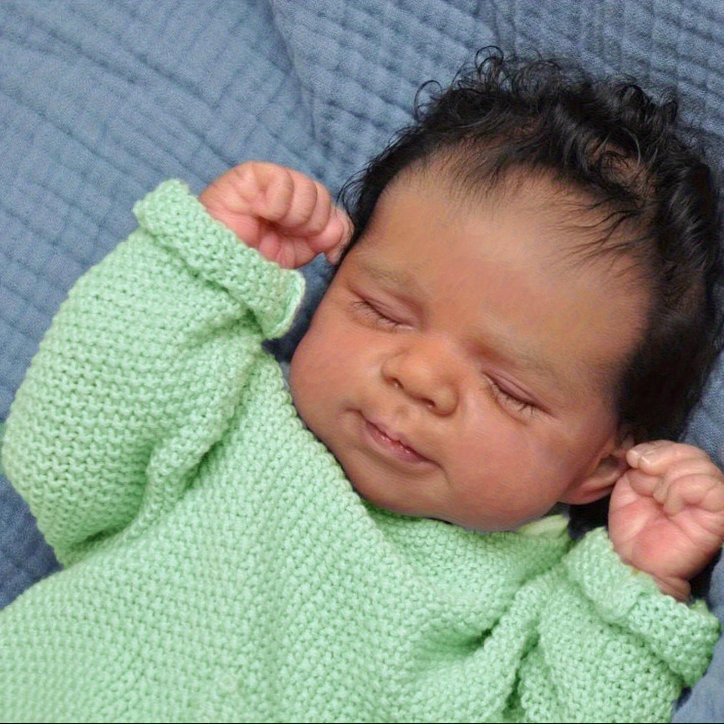 17.72inch Asleep Reborn Baby Doll Toy for Girl Cloth Body Vinyl Limbs Lifelike Black Brown Light Beige Smile Babies Doll Kid Birthday Gift Collectable Humanoid Toys