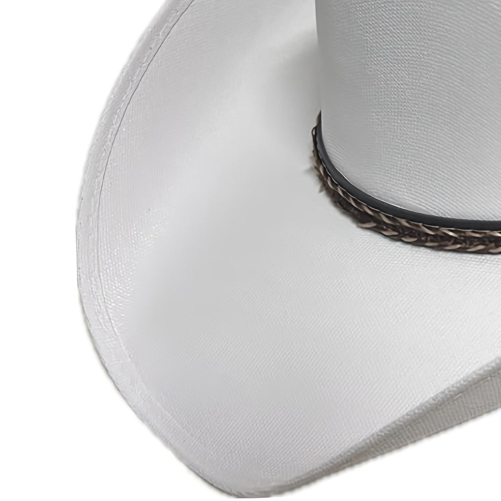 Western Style Pinch Front Straw Canvas Cowboy Cowgirl Straw Hat, Western Cowboy & Cowgirl Hat Pinch Front Wide Brim Style, for Your/Girlfriend Gift for Women