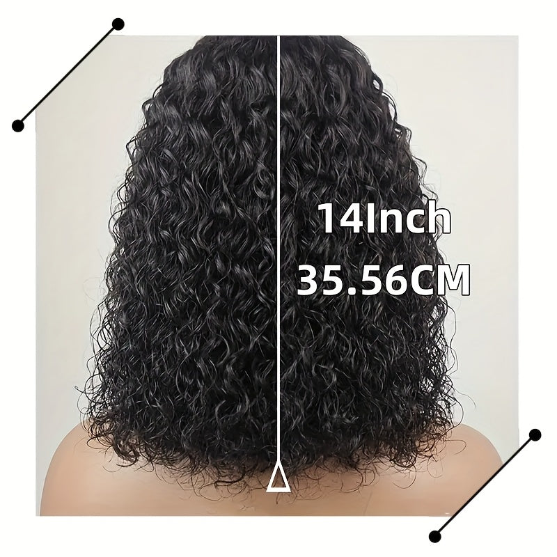13x4 Water Wave Frontal 14 Inch Curly Bob Wig Wet and Wavy For Women