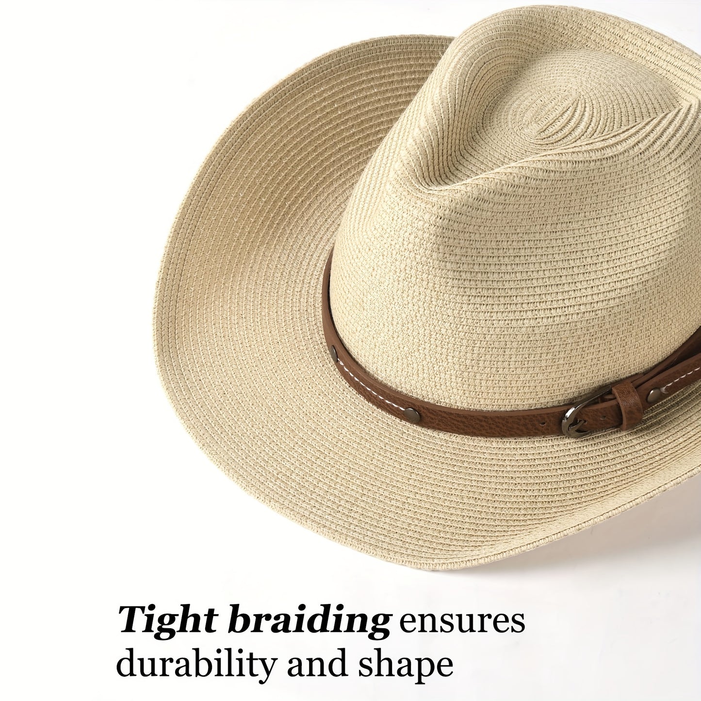 Adjustable Western Cowboy Hat with Wind Rope Closure - Foldable Lightweight Breathable for Beach, Outdoor & Travel - All-Season Comfort