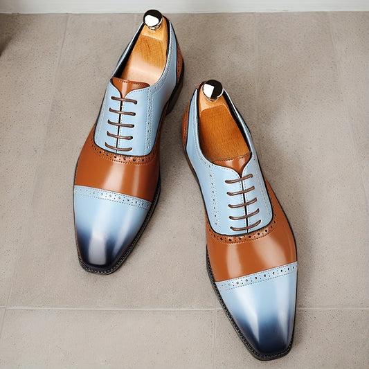 Business Men'S Plus Size Color Blocked Fashionable Casual Shoes, Comfortable, Wear-resistant And Non Slip Rubber Sole, Suitable For Office, Party And Street Wear 30820