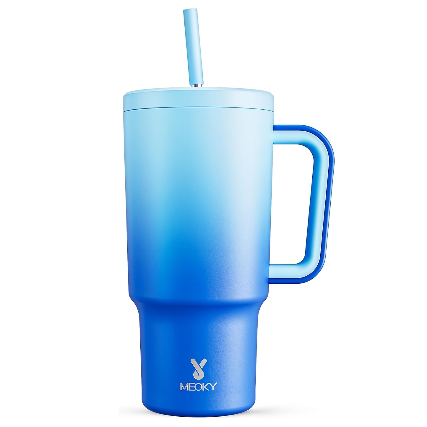 1pc Meoky 30oz Stainless Steel Tumbler with Handle, Lid & Straw - BPA-Free, Leak-Proof Insulated Travel Mug, Keeps Drinks Hot for 8 Hours, Cold for 24 Hours, Hand Wash Only