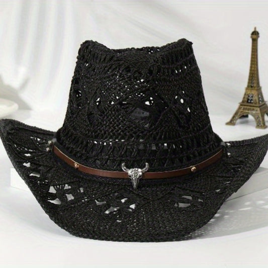 Women'S Western Cowgirl Hat with Belt - Wide Brim, Lightweight Stretch Fit for Beach, Outdoor, Casual - All-Season Western Style with Brown Belt - Perfect for Cowboy, Ranch, or Everyday Chic Looks, Cowboy Hat, Outdoor Headwea