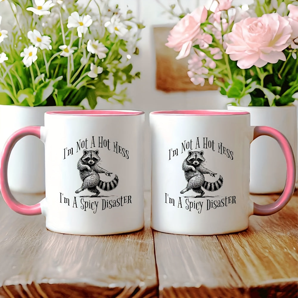 1pc 11 Ounce Ceramic Coffee Cup, Raccoon illustration with humorous text, Dishwasher Safe, Ceramic, Grandparents, Dad, The Best Mother's Day Gift for Mom, Birthday Gift