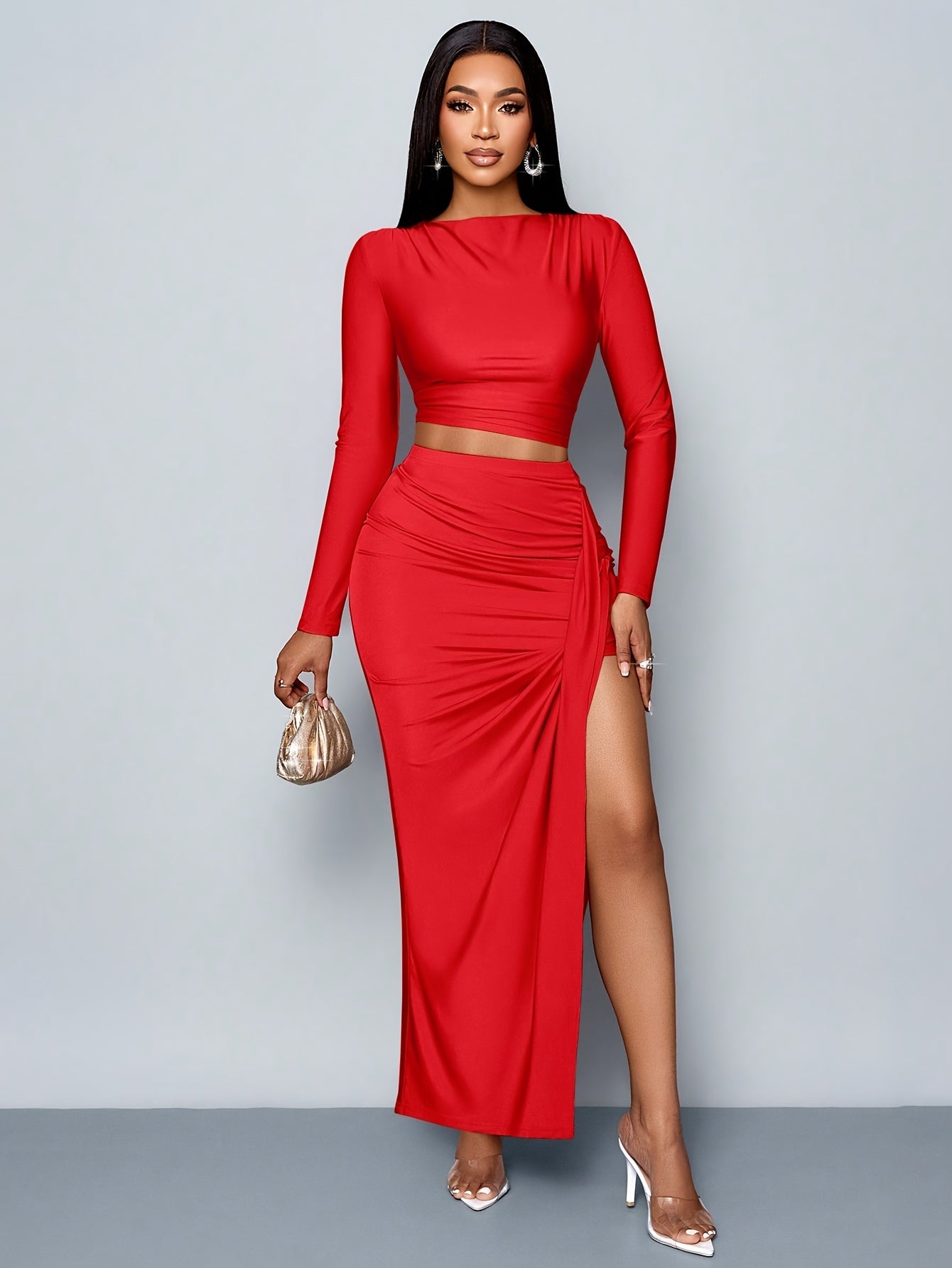 Women's Fashion Knit Midi Dress Set