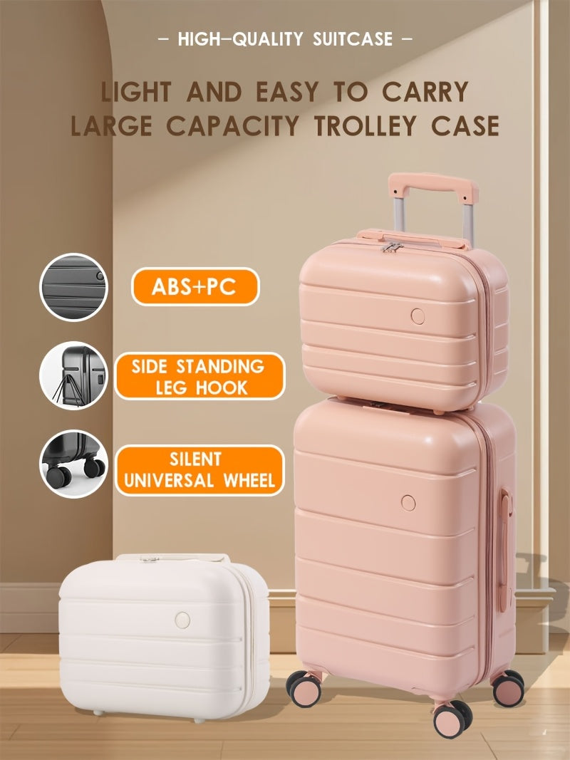 [Lightweight Durable Luggage Set] 4pcs Lightweight Durable Hardshell Luggage Set - ABS+PC Suitcases with Spinner Wheels, Telescoping Handle, Zip Closure, Combination Lock - 14"+20"+24"+28" Travel Companion