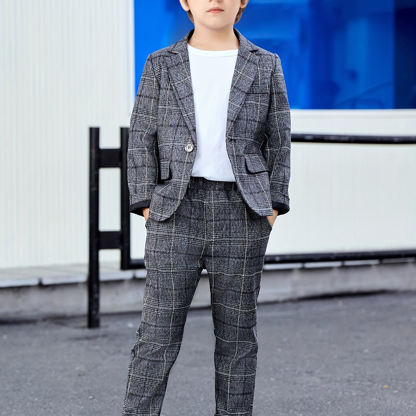 [Cool Boy Two-Piece Suit] New Style Cool Boy Two-Piece Suit Set | Children's Wedding Performance Outfit for Spring and Autumn Season