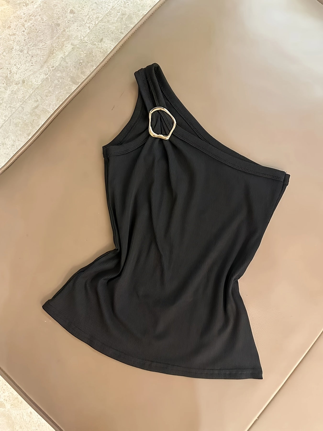 Summer Sexy Slim-Fit Design Metal Buckle Pullover Vest Three-Piece Set