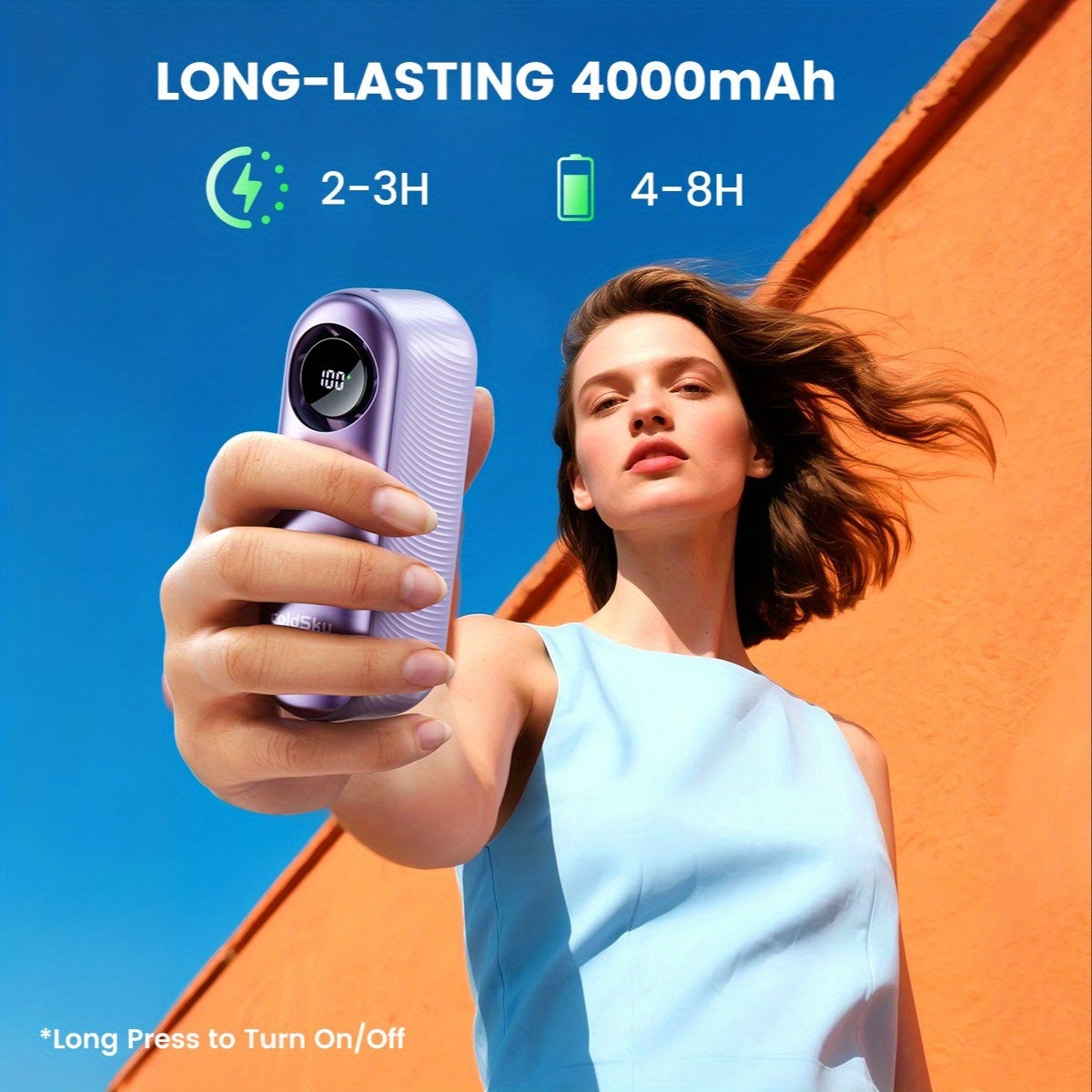 Handheld Portable Turbo Fan, 16000 RPM Small Fans Portable Cooling, 4000mAh USB Rechargeable Personal Battery Operated Mini Small Pocket Fan with 1-100 Speeds for Travel, Outdoor, Vacation, Concerts