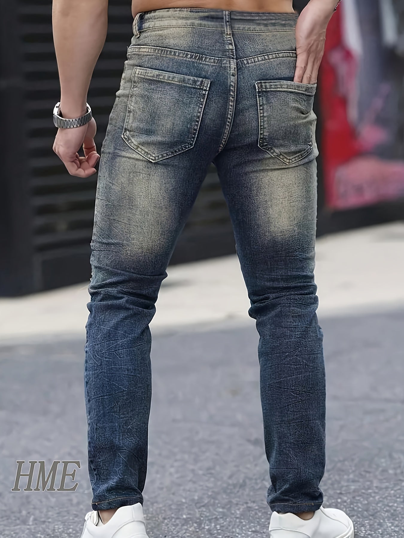HME, Men's Slim-fit Stylish Ripped Jeans