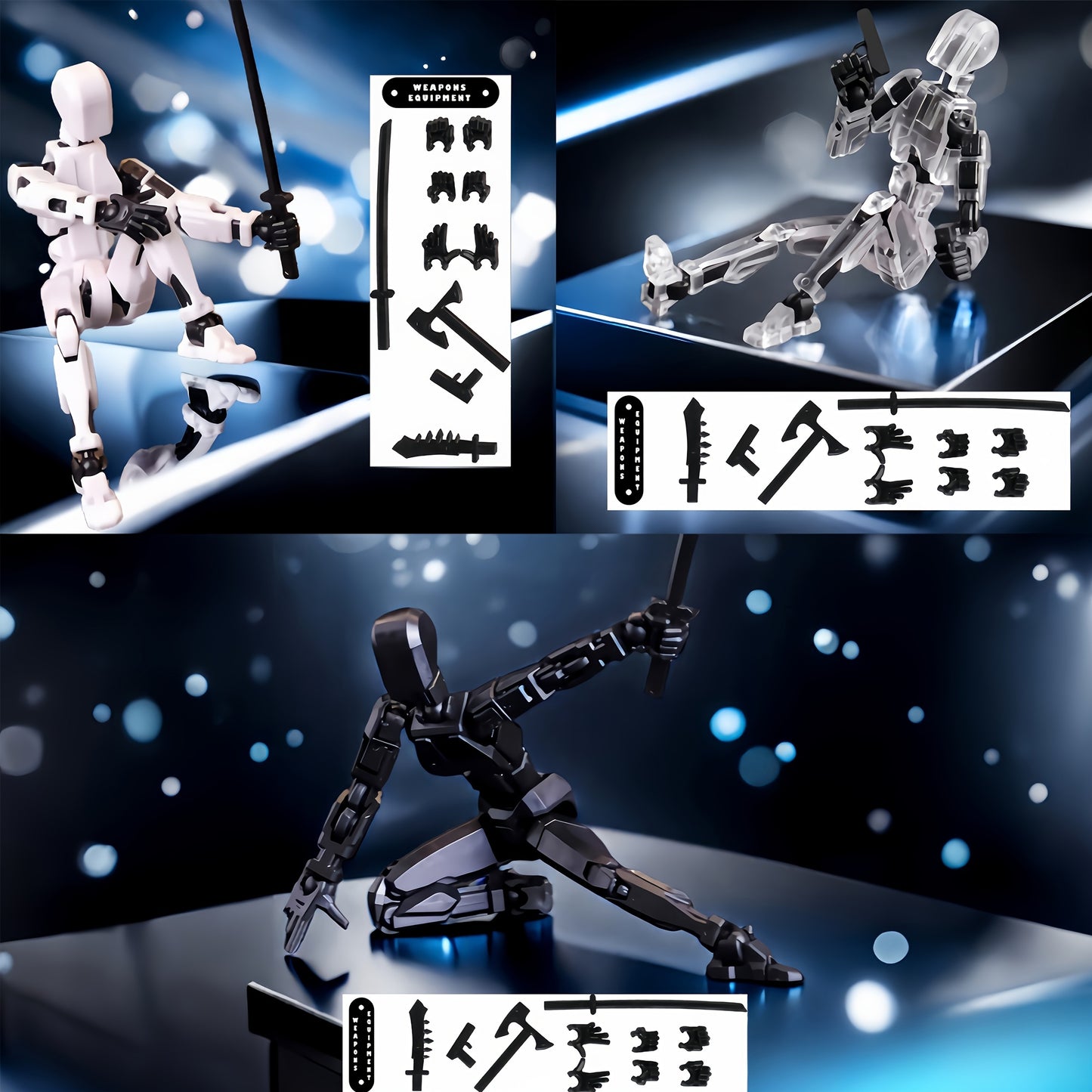 Poseable Action Figures Multi-Pack – 3 or 5 Figure Sets (Fixed Color Combinations)