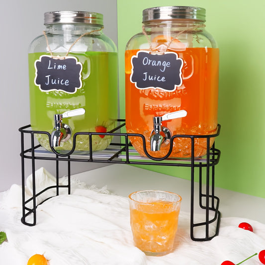 2 Packs 1 Gallon Glass with Stand and 304 Stainless Steel Faucet Party Drink Dispenser