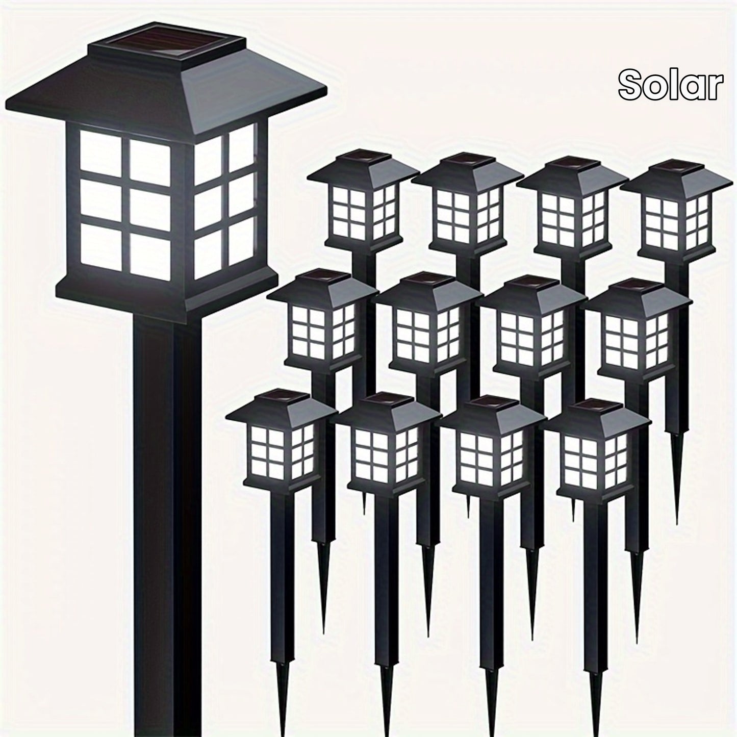 24pcs/12pcs/6pcs Outdoor Warm Light Solar-Charged Landscape Garden Lights, Suitable for Paths, Courtyards & Decks