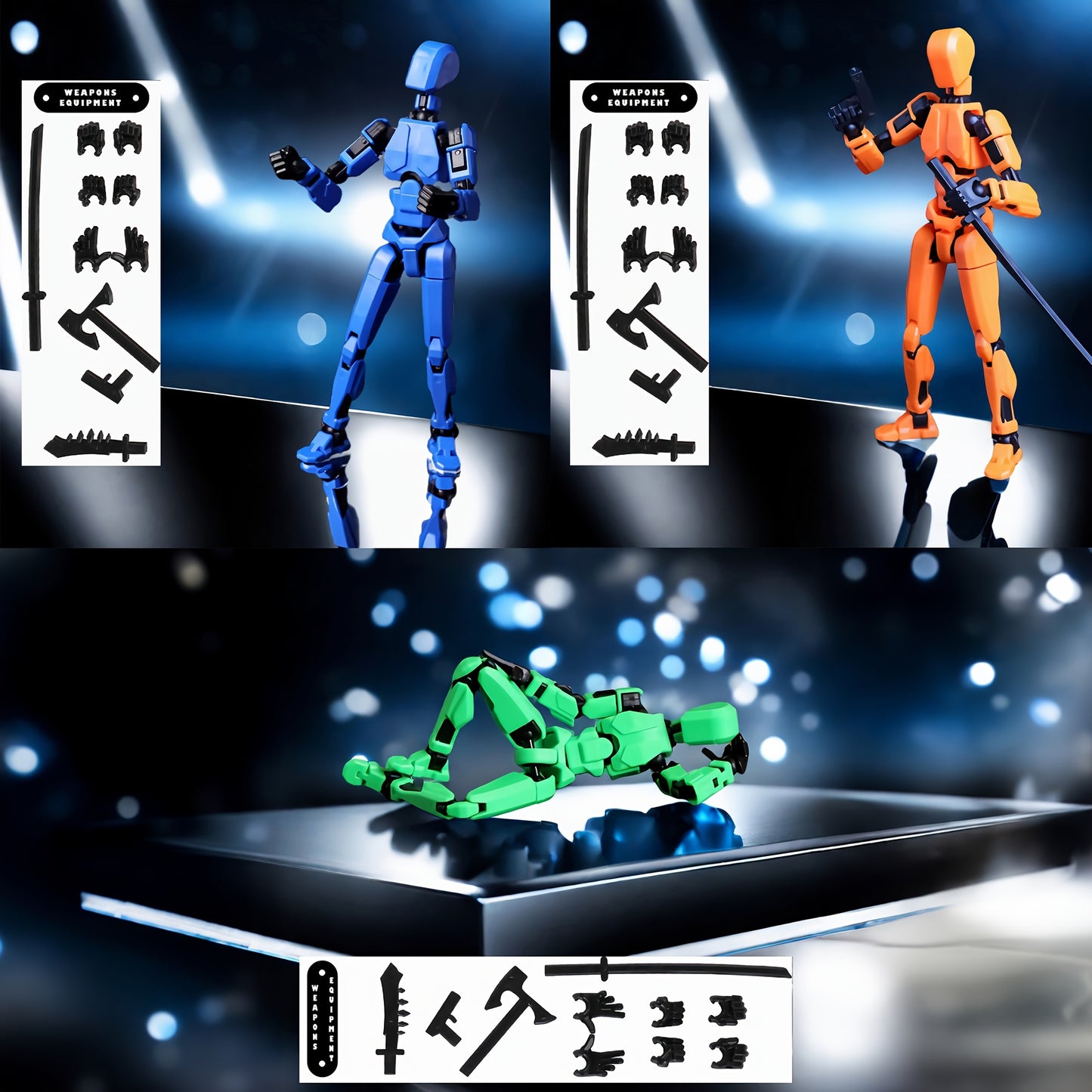 Poseable Action Figures Multi-Pack – 3 or 5 Figure Sets (Fixed Color Combinations)