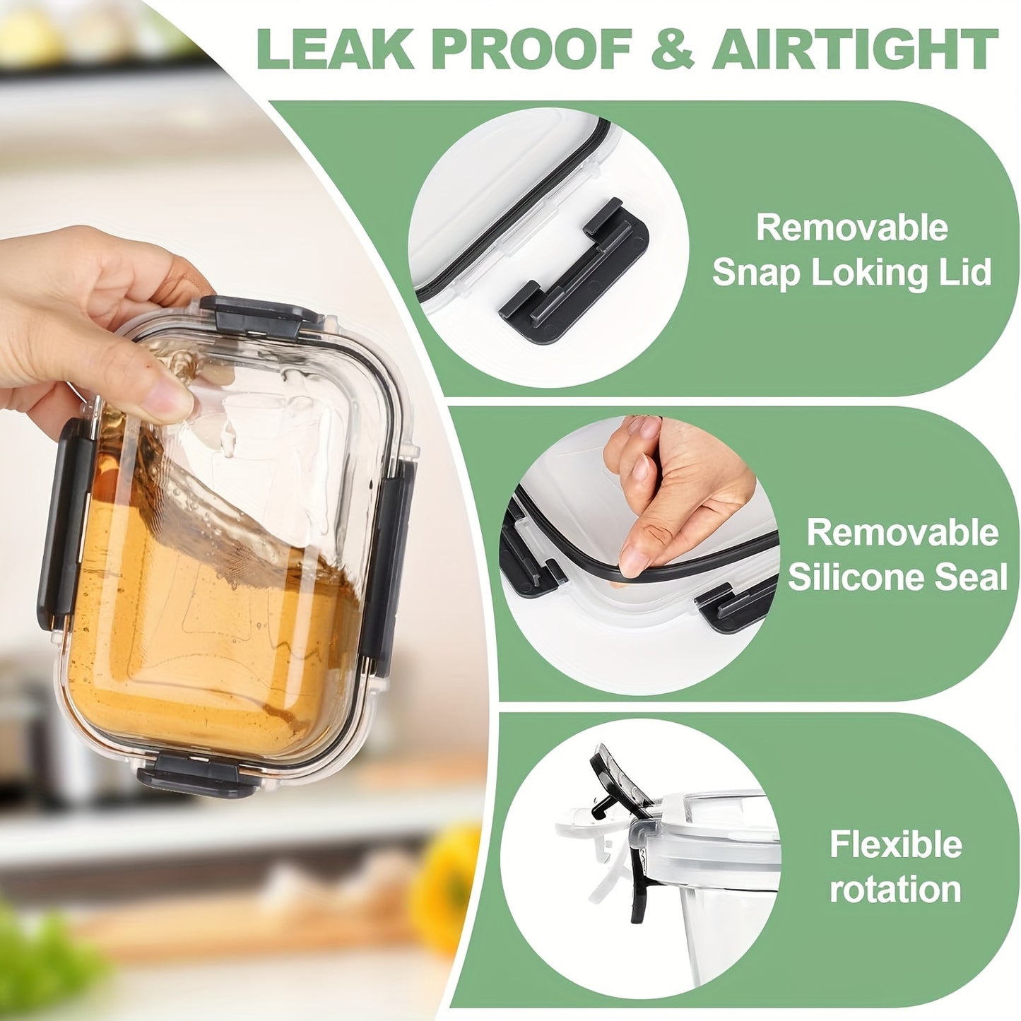 12pcs Glass Food Storage Containers with Lids, Meal Prep, Pantry Kitchen Storage Containers for Lunch, Leak Proof, Airtight Glass Lunch Bento Boxes for Microwave, Oven, Freezer And Dishwasher