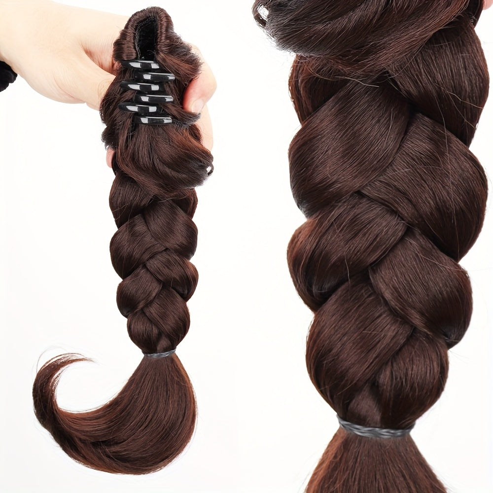 Women's Clip-In Ponytail - Easy-to-Style Synthetic Braided Hairstyle with Secure Clip, Natural Look Ponytail for Everyday, Parties, Formal Events - Available in Black, Gray, Blonde, Brown, Beige, Blonde, Dark Brown, Light Bro