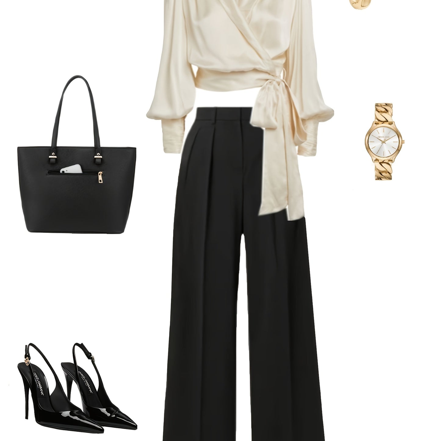 [New 2pcs Workwear Set] 2025 New Arrivals: Women's Elegant & Romantic 2pcs Workwear Set - Irregular Strap Top & Suit Pants, Year-Round Wear